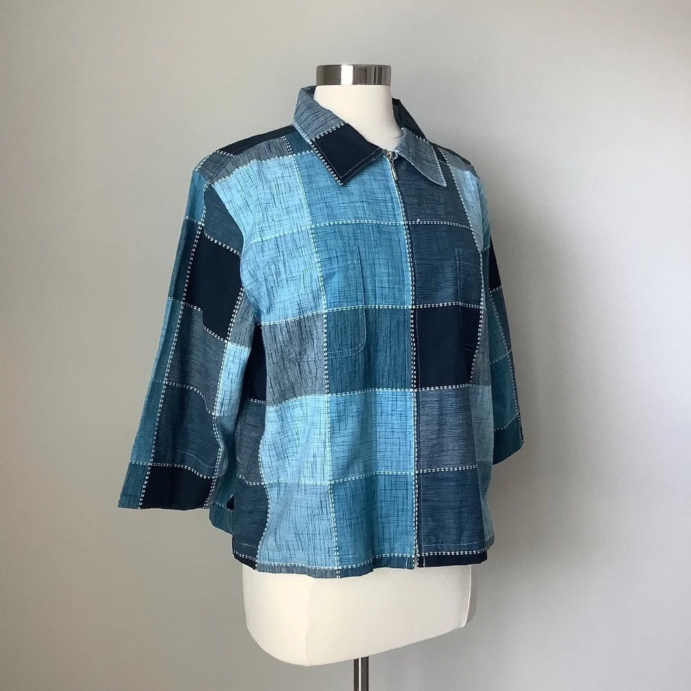 Vintage‎ Patchwork 3/4 Sleeve Blazer Jacket Large